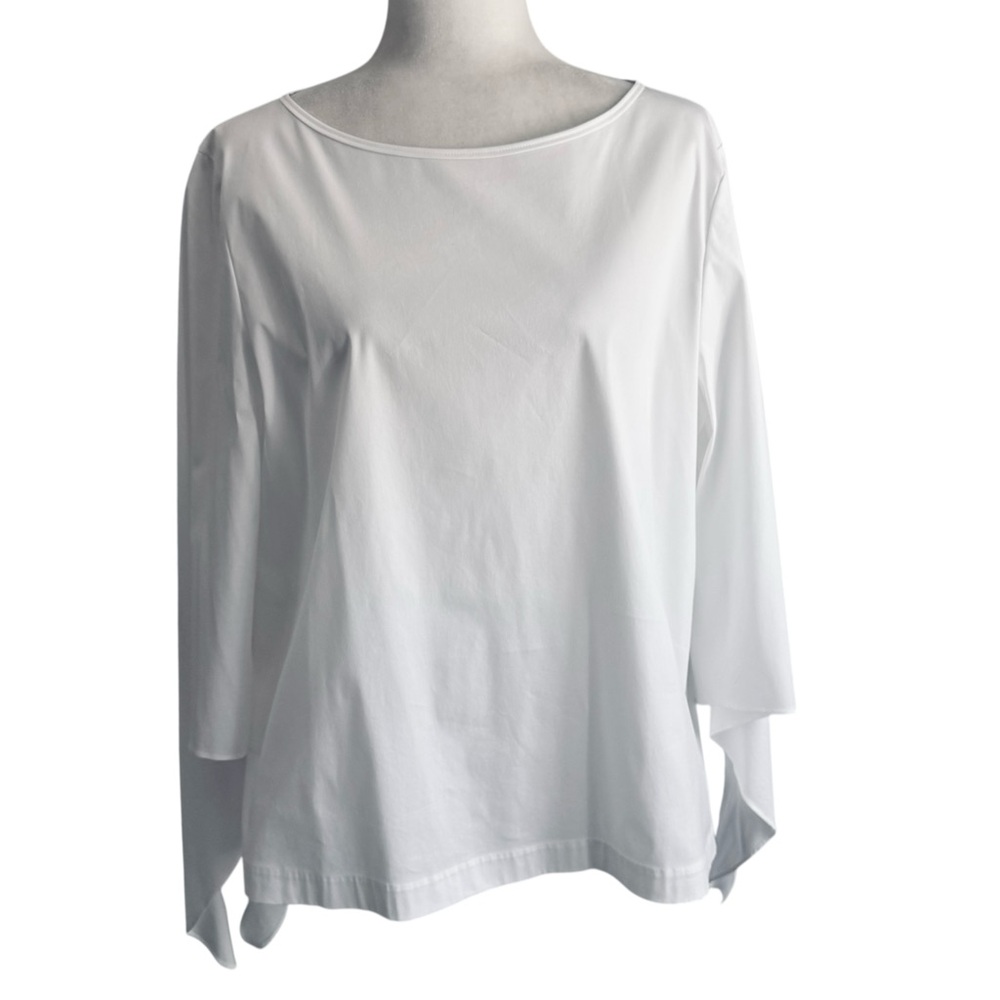 Lafayette 148 New York Elaina Tie-Sleeve Stretch Cotton Blouse - Picture 3 of 10